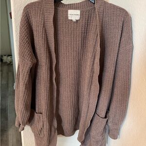 Pink Rose Women's Taupe Cardigan Sweater